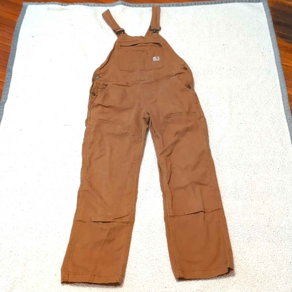 Women's Carhartt duck canvas work bibs overalls XS (0-2) short